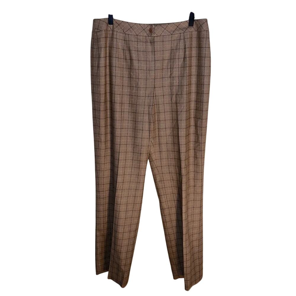 VINTAGE CARLISLE wool blend plaid retro work wear trousers 14